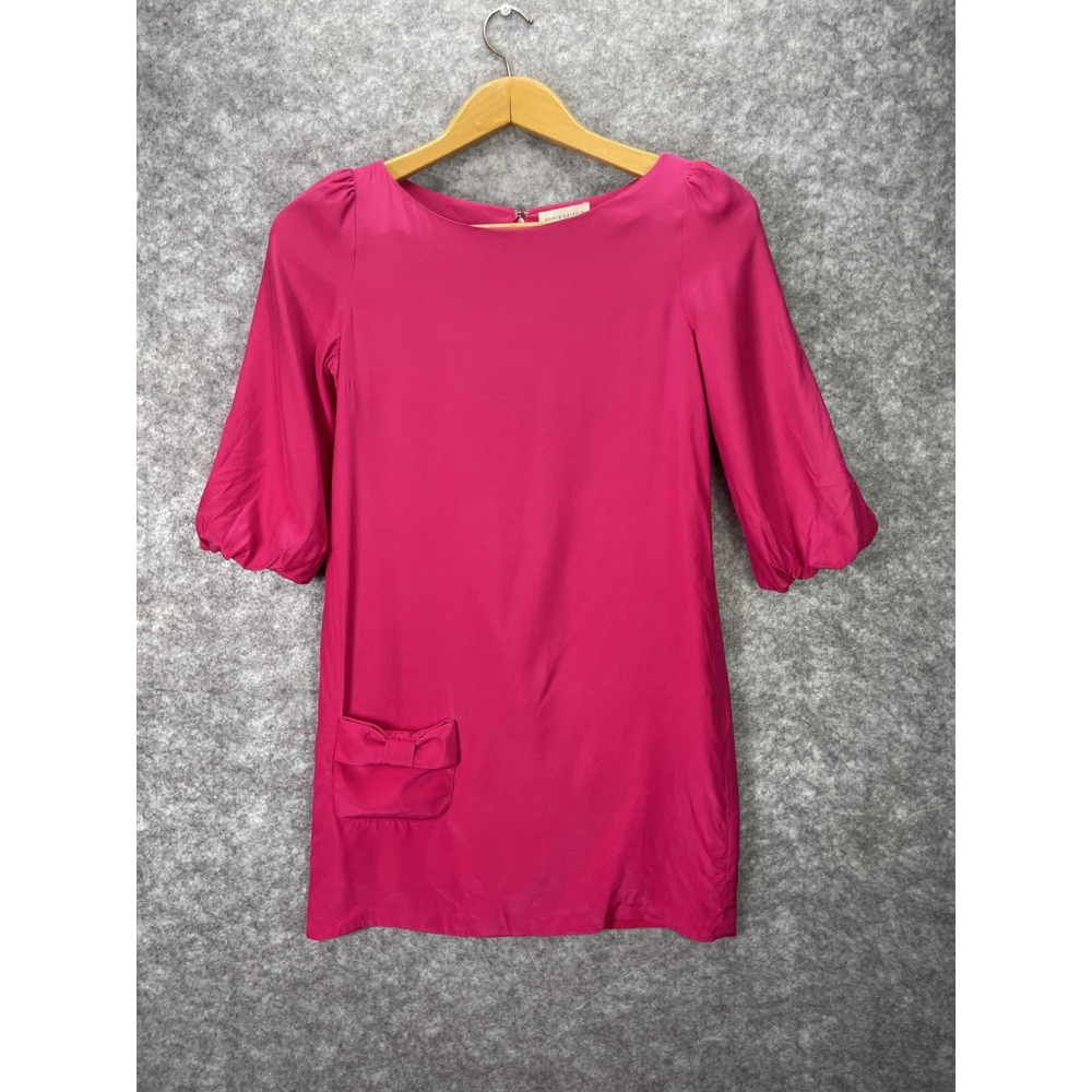 Annie Griffin Dress Womens 4 Silk Puff Sleeve Bow Pocket Lined Made USA Elegant